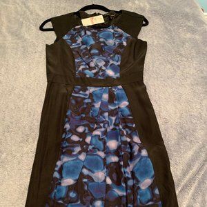 NWT Cynthia Steffe Dress  Blue Black Sheath Work Party 2 Small